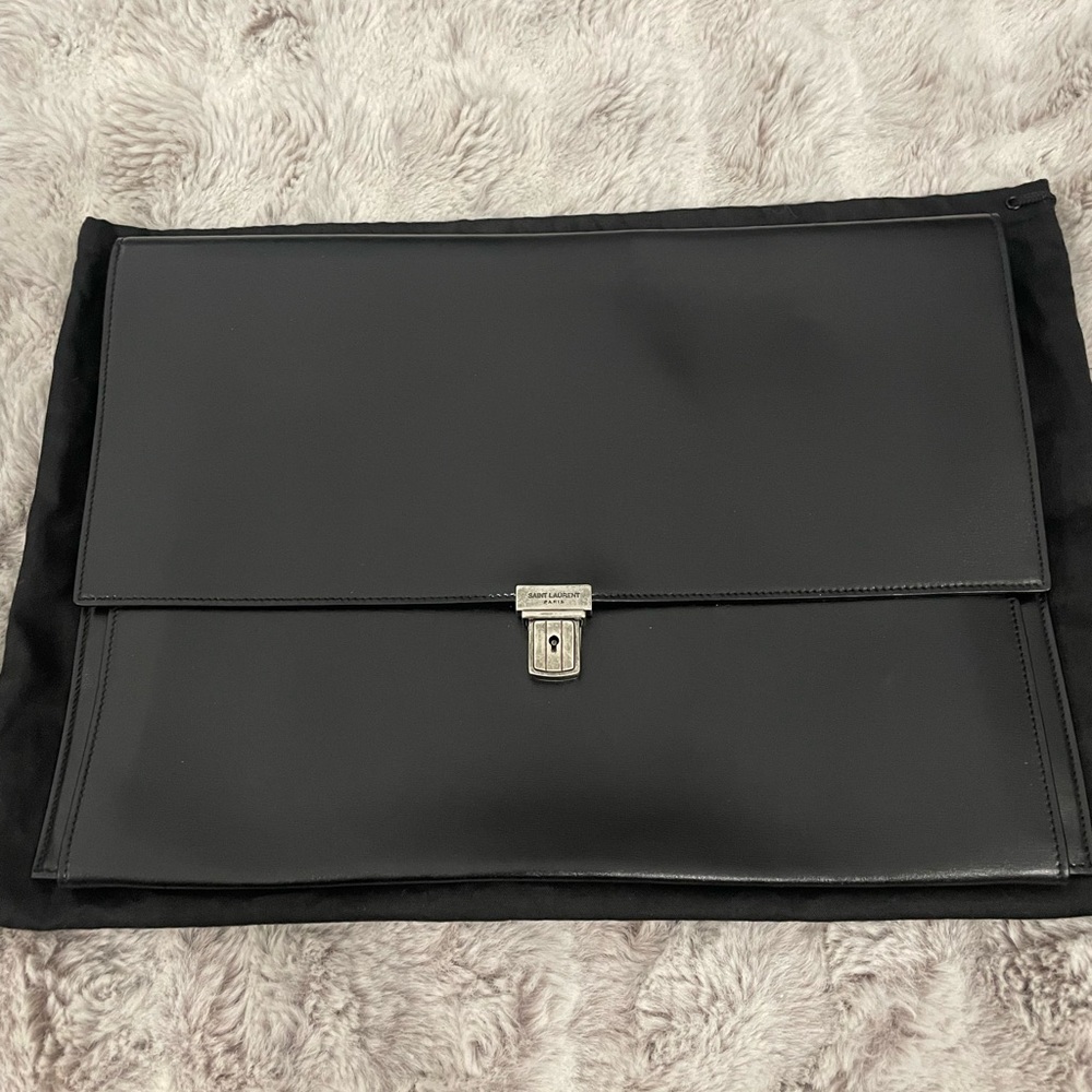 Saint Laurent Men's Leather Document Holder Briefcase